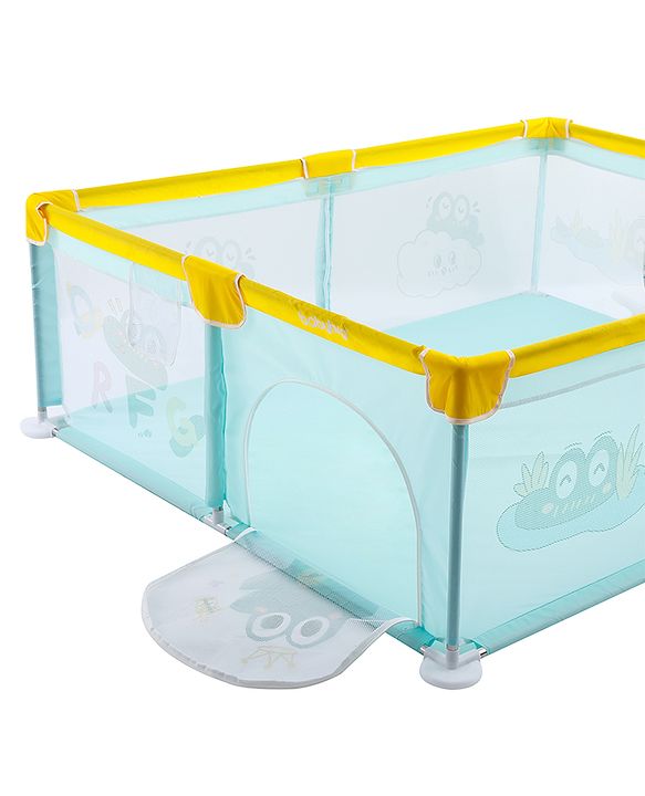 Babyhug Smart Portable Playpen with Safety Lock & Play Fence  Light Blue| Spacious Baby Play Area| Foldable Panels| Indoor & Outdoor Use| Easy to Assemble| Safe Play Zone for Babies & Toddlers