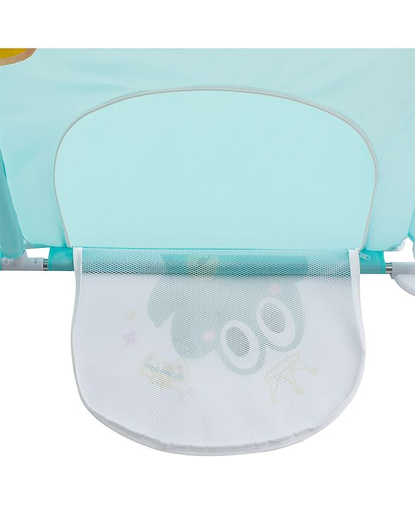 Babyhug Smart Portable Playpen with Safety Lock & Play Fence  Light Blue| Spacious Baby Play Area| Foldable Panels| Indoor & Outdoor Use| Easy to Assemble| Safe Play Zone for Babies & Toddlers