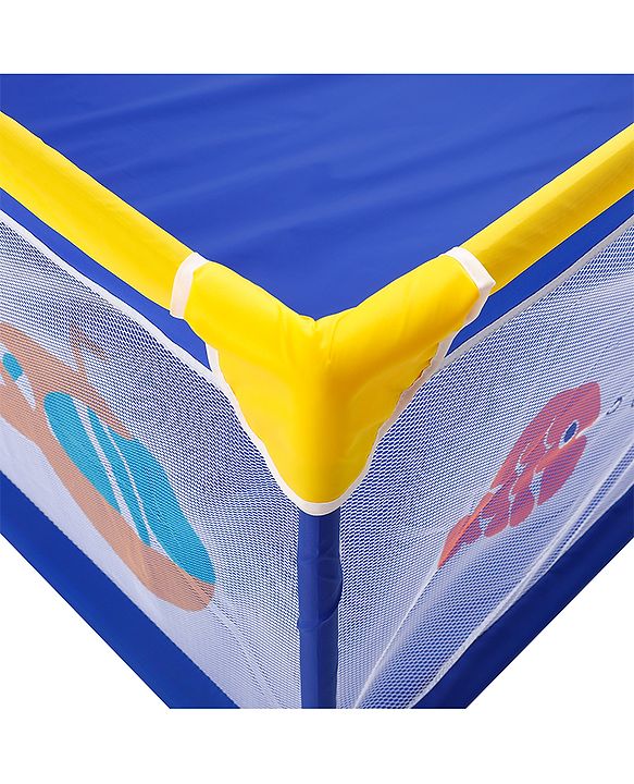 Babyhug Smart Portable Playpen with Safety Lock & Play Fence  Dark Blue| Spacious Baby Play Area| Foldable Panels| Indoor & Outdoor Use| Easy to Assemble| Safe Play Zone for Babies & Toddlers