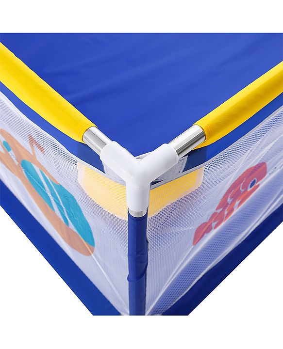 Babyhug Smart Portable Playpen with Safety Lock & Play Fence  Dark Blue| Spacious Baby Play Area| Foldable Panels| Indoor & Outdoor Use| Easy to Assemble| Safe Play Zone for Babies & Toddlers
