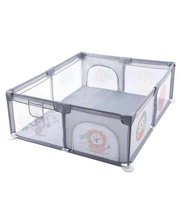 Babyhug Smart Portable Playpen with Safety Lock & Play Fence  Grey| Spacious Baby Play Area| Foldable Panels| Indoor & Outdoor Use| Easy to Assemble| Safe Play Zone for Babies & Toddlers