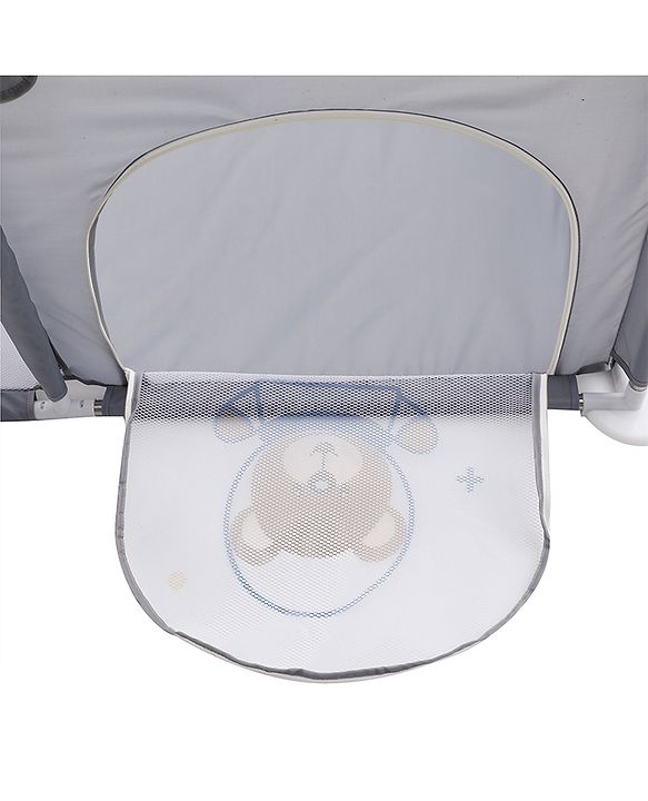 Babyhug Smart Portable Playpen with Safety Lock & Play Fence  Grey| Spacious Baby Play Area| Foldable Panels| Indoor & Outdoor Use| Easy to Assemble| Safe Play Zone for Babies & Toddlers