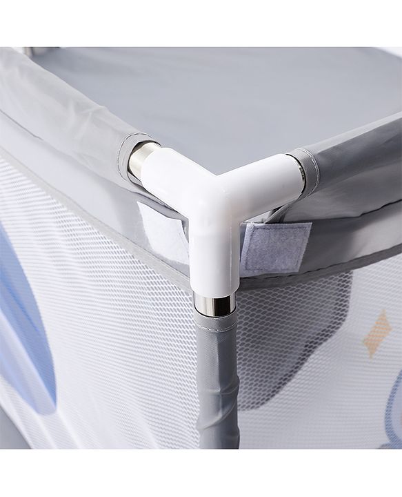 Babyhug Smart Portable Playpen with Safety Lock & Play Fence  Grey| Spacious Baby Play Area| Foldable Panels| Indoor & Outdoor Use| Easy to Assemble| Safe Play Zone for Babies & Toddlers