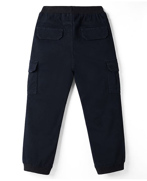 Pine Kids Cotton Elastane Woven Full Length Cut N Sew Trouser With Cargo Pockets - Navy Blue