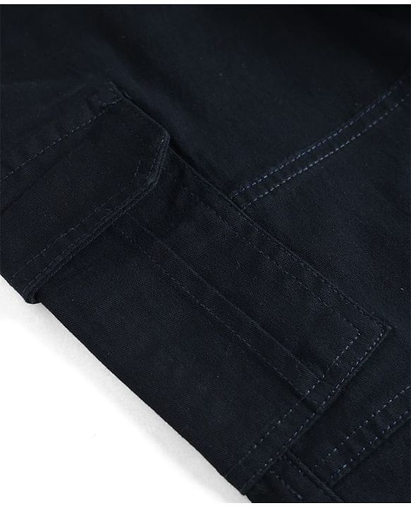 Pine Kids Cotton Elastane Woven Full Length Cut N Sew Trouser With Cargo Pockets - Navy Blue