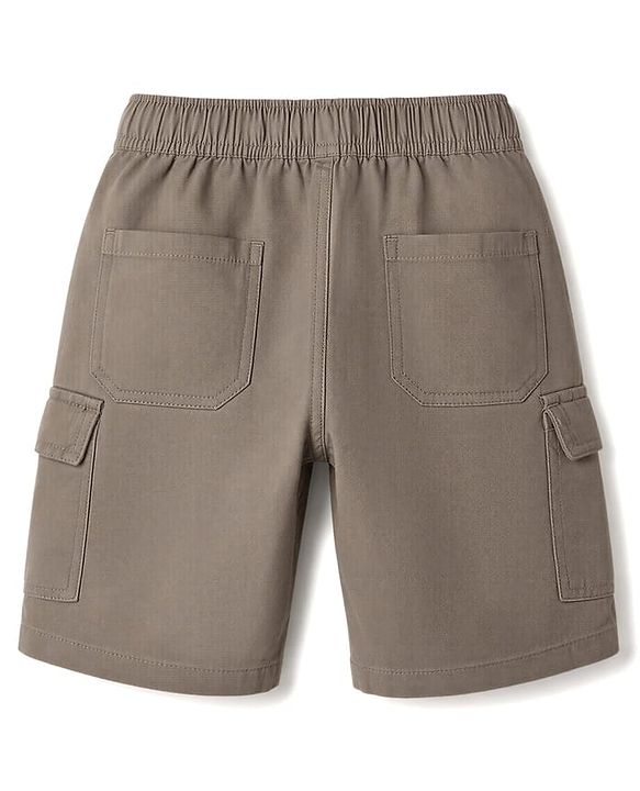 Pine Kids Cotton Elastane Woven Solid Colour Shorts With Cargo Pockets - Grey