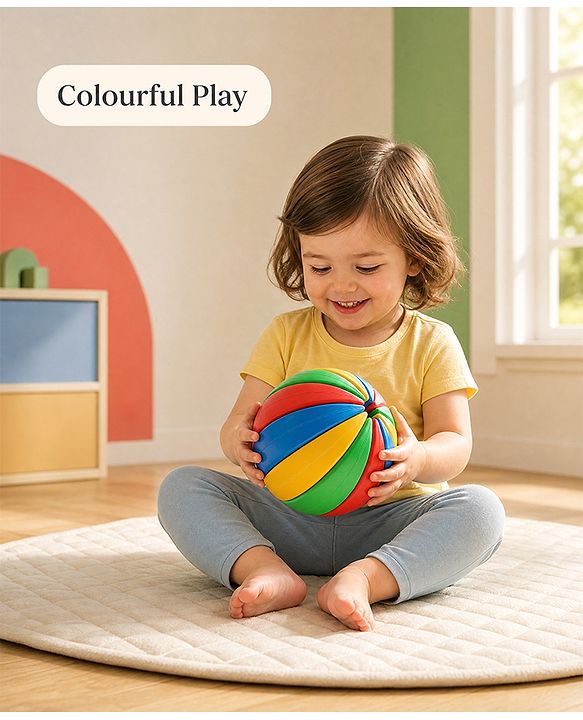 Babyhug Activity Exercise & Fitness Ball for Kids| 12 Activity Fixtures & 2 Rings| DIY Assembly Toy| Learning & Educational Puzzle Ball| Logical Thinking & Brain Development| BIS Certified