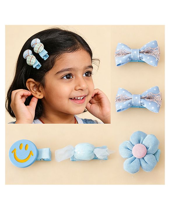 Babyhug Free Size Hair Pins And Clips Pack of 5 - Blue