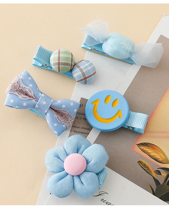 Babyhug Free Size Hair Pins And Clips Pack of 5 - Blue
