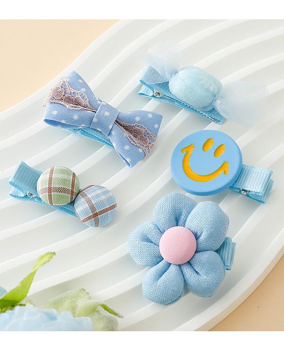 Babyhug Free Size Hair Pins And Clips Pack of 5 - Blue