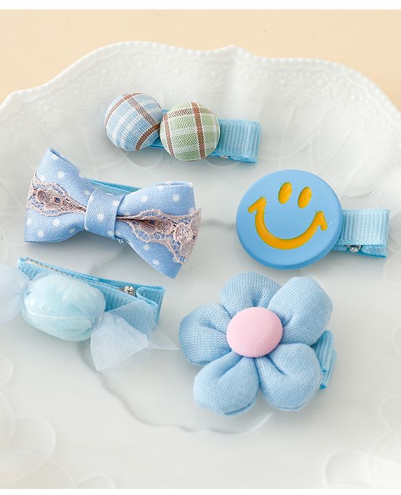 Babyhug Free Size Hair Pins And Clips Pack of 5 - Blue