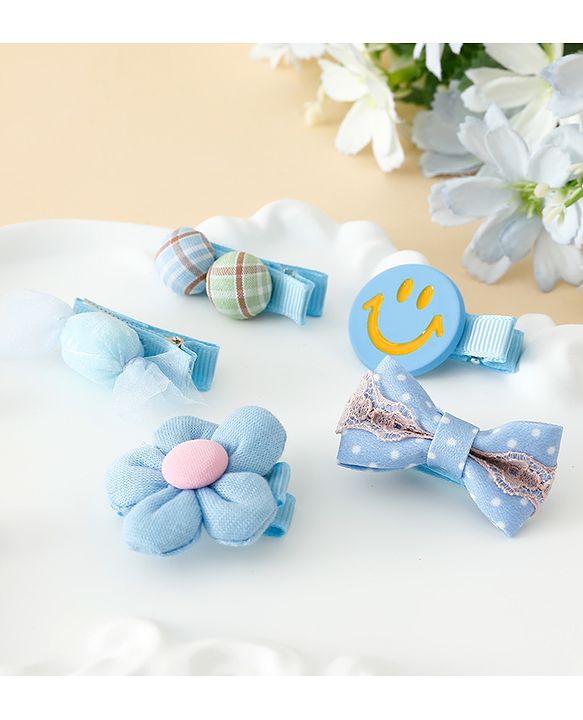 Babyhug Free Size Hair Pins And Clips Pack of 5 - Blue