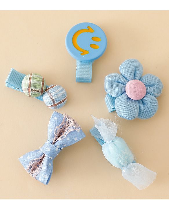 Babyhug Free Size Hair Pins And Clips Pack of 5 - Blue