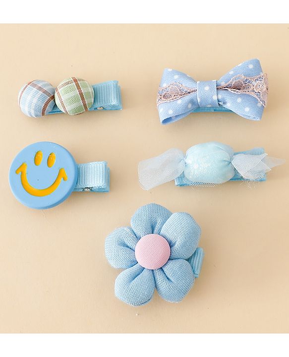 Babyhug Free Size Hair Pins And Clips Pack of 5 - Blue