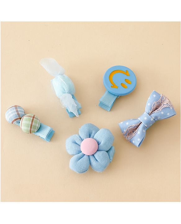 Babyhug Free Size Hair Pins And Clips Pack of 5 - Blue