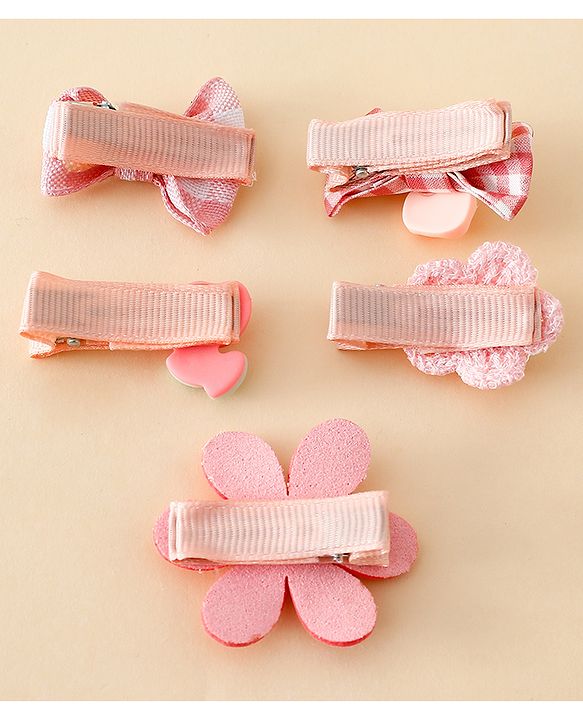 Babyhug Hair Clips With Applique Pack of 5 - Pink