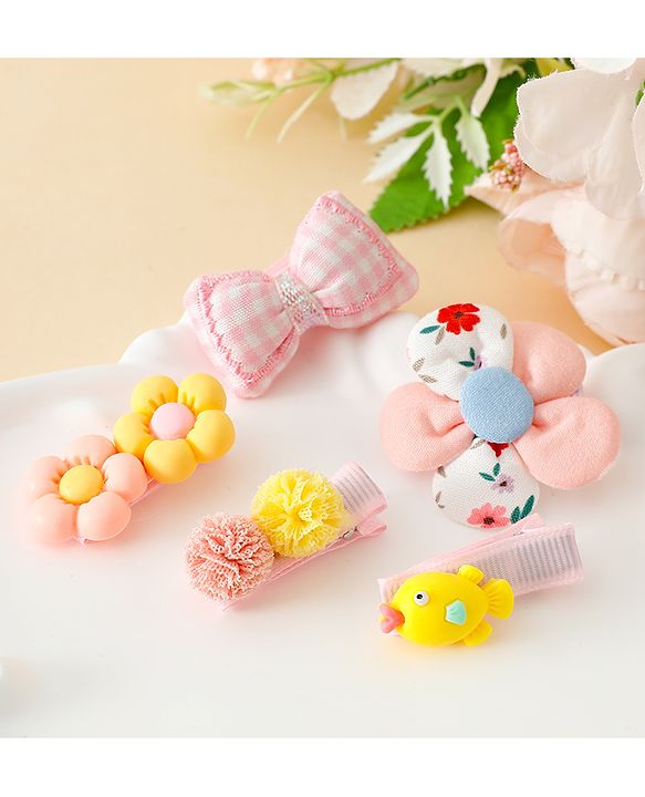 Babyhug Free Size Hair Pins And Clips Pack of 5 - Multicolor