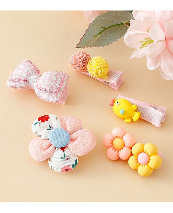Babyhug Free Size Hair Pins And Clips Pack of 5 - Multicolor