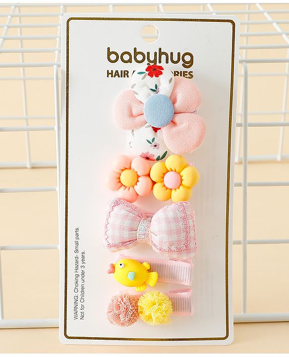 Babyhug Free Size Hair Pins And Clips Pack of 5 - Multicolor