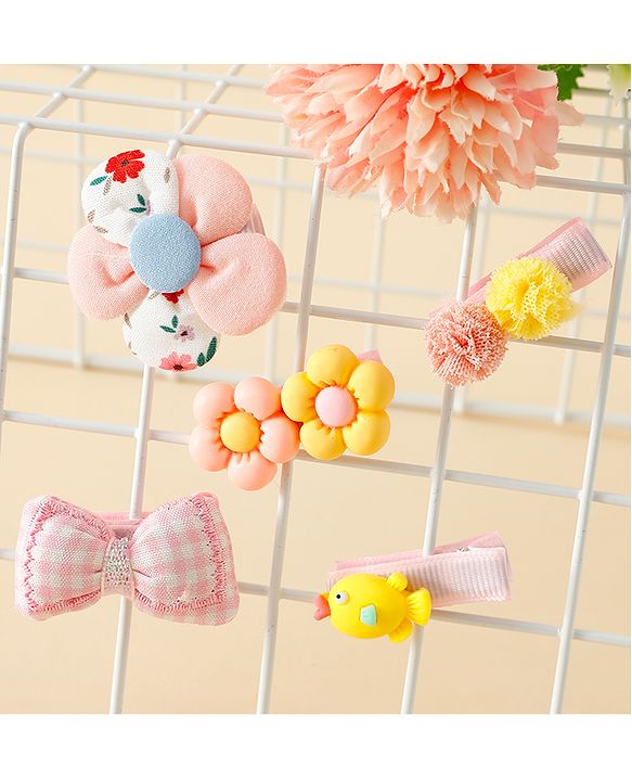 Babyhug Free Size Hair Pins And Clips Pack of 5 - Multicolor