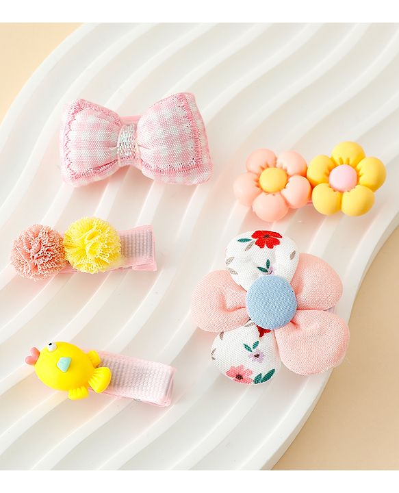 Babyhug Free Size Hair Pins And Clips Pack of 5 - Multicolor