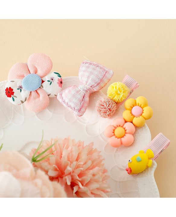 Babyhug Free Size Hair Pins And Clips Pack of 5 - Multicolor