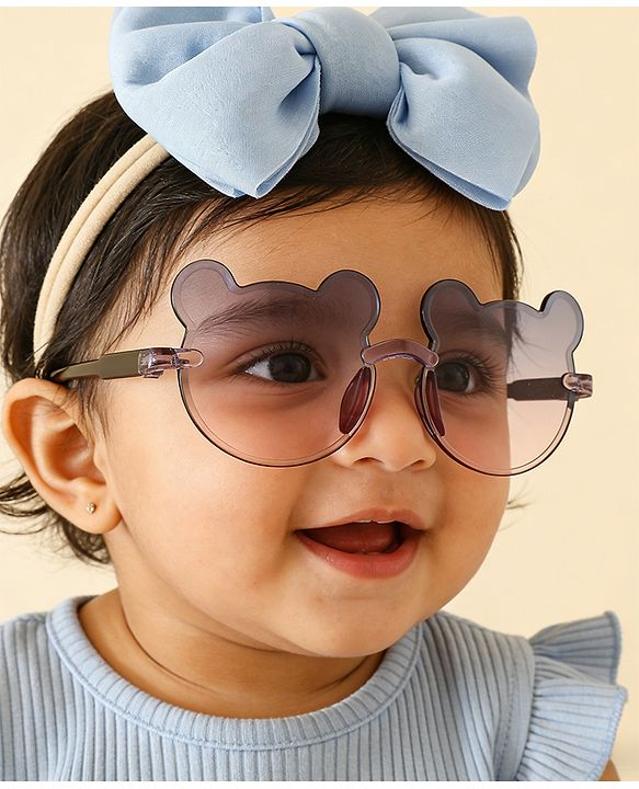 Babyhug Free Size Headbands With Bow Applique & Sunglasses - Light Blue