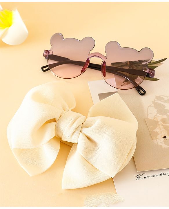 Babyhug Free Size Headbands With Bow Applique & Sunglasses - Light Blue