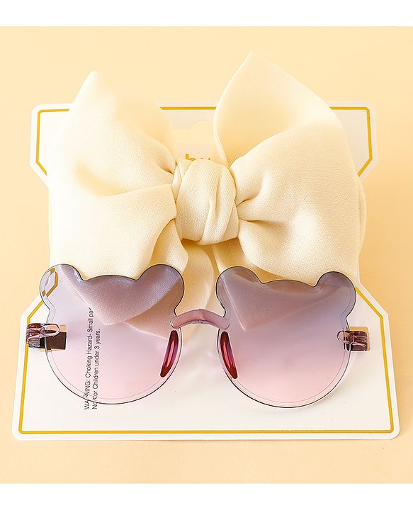 Babyhug Free Size Headbands With Bow Applique & Sunglasses - Light Blue