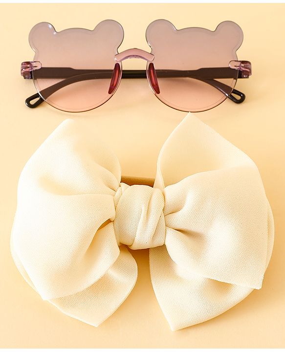Babyhug Free Size Headbands With Bow Applique & Sunglasses - Light Blue