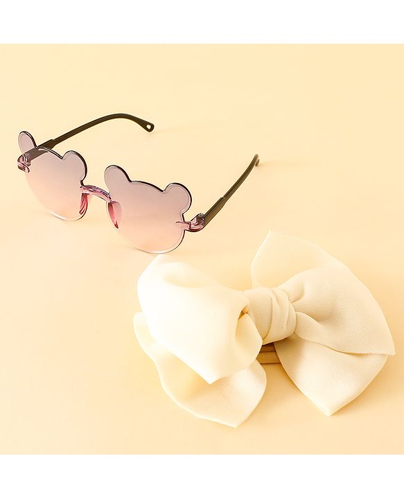 Babyhug Free Size Headbands With Bow Applique & Sunglasses - Light Blue