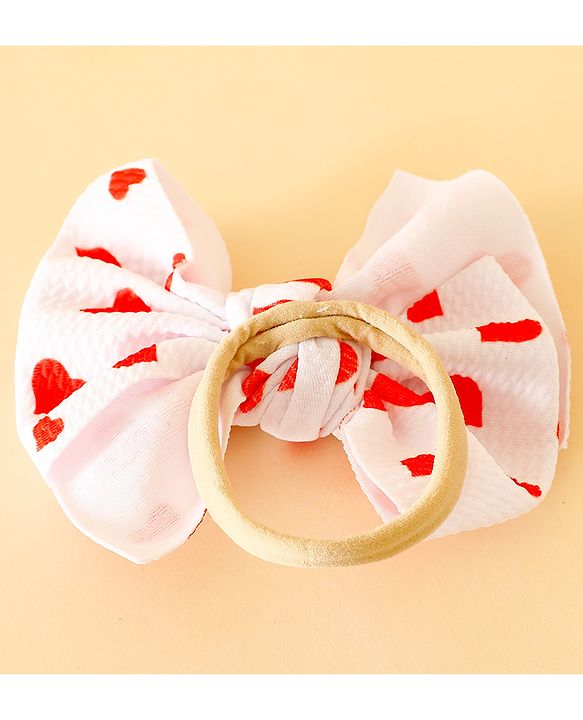 Babyhug Free Size Hearts Printed Headband With Bow Applique & Sunglasses - Red