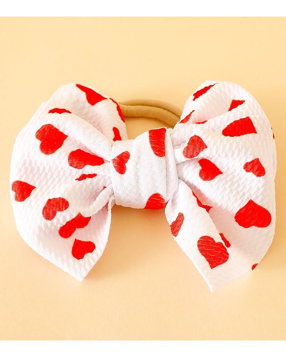 Babyhug Free Size Hearts Printed Headband With Bow Applique & Sunglasses - Red