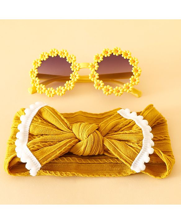Babyhug Free Size Headbands with Bow Applique - Yelow