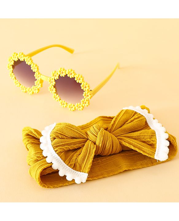 Babyhug Free Size Headbands with Bow Applique - Yelow