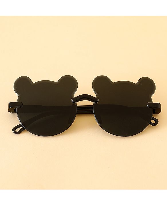 Babyhug Free Size Headband With Floral Applique & Animal Shaped Sunglasses - White & Black