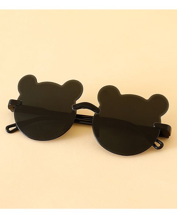 Babyhug Free Size Headband With Floral Applique & Animal Shaped Sunglasses - White & Black