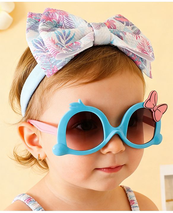 Babyhug Free Size Headband With Bow Applique & Sunglasses - Blue