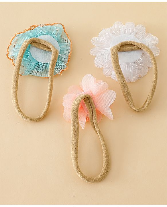 Babyhug Headband with Floral Applique Pack of 3 Free Size - Multicolor
