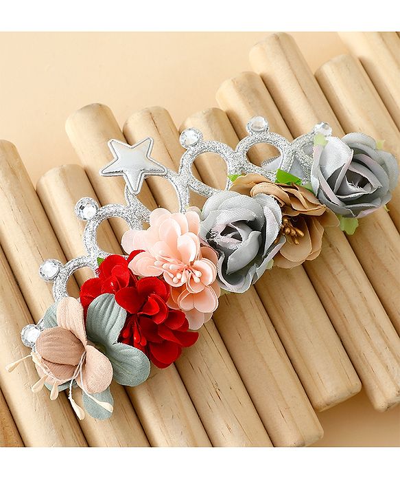 Babyhug Headbands With Floral Applique - Multicolor
