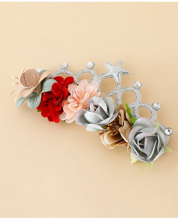 Babyhug Headbands With Floral Applique - Multicolor