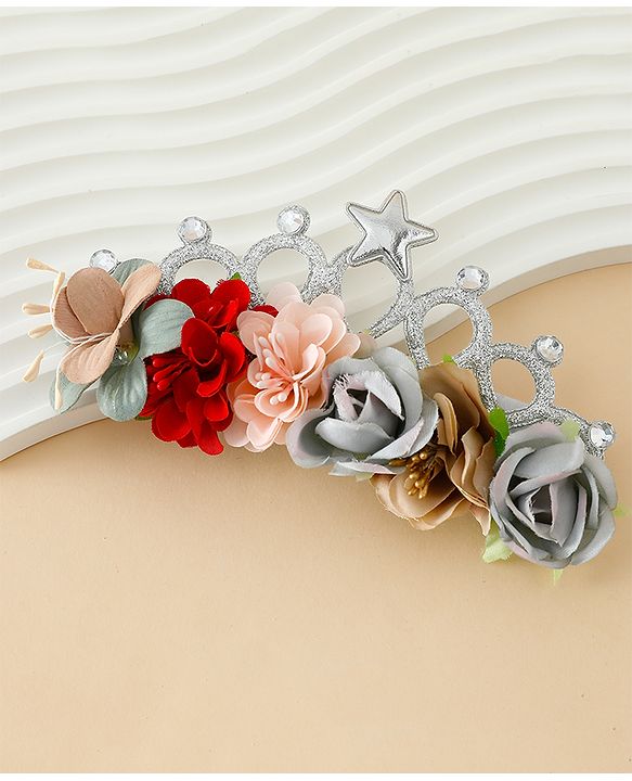 Babyhug Headbands With Floral Applique - Multicolor