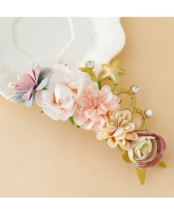 Babyhug Headbands With Floral Applique - Multicolor