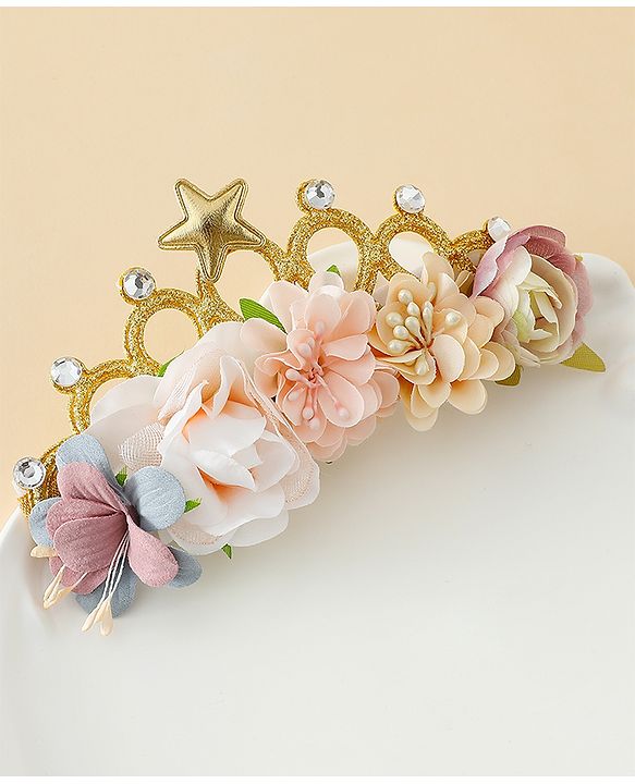 Babyhug Headbands With Floral Applique - Multicolor