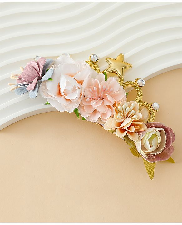 Babyhug Headbands With Floral Applique - Multicolor