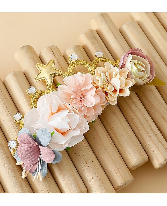 Babyhug Headbands With Floral Applique - Multicolor
