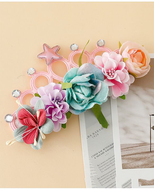 Babyhug Headbands With Floral Applique - Multicolor