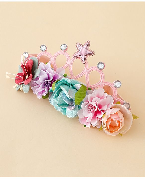 Babyhug Headbands With Floral Applique - Multicolor