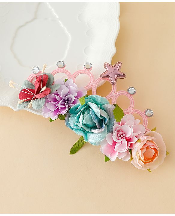 Babyhug Headbands With Floral Applique - Multicolor