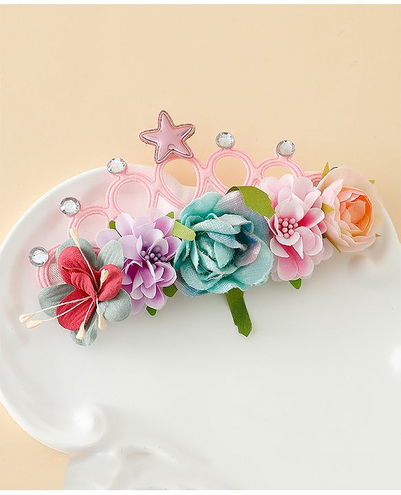 Babyhug Headbands With Floral Applique - Multicolor